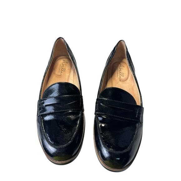 Aetrex True Comfort Black Faux Patent Leather Penny Loafers Sz 9M Quiet Luxury - Picture 2 of 10